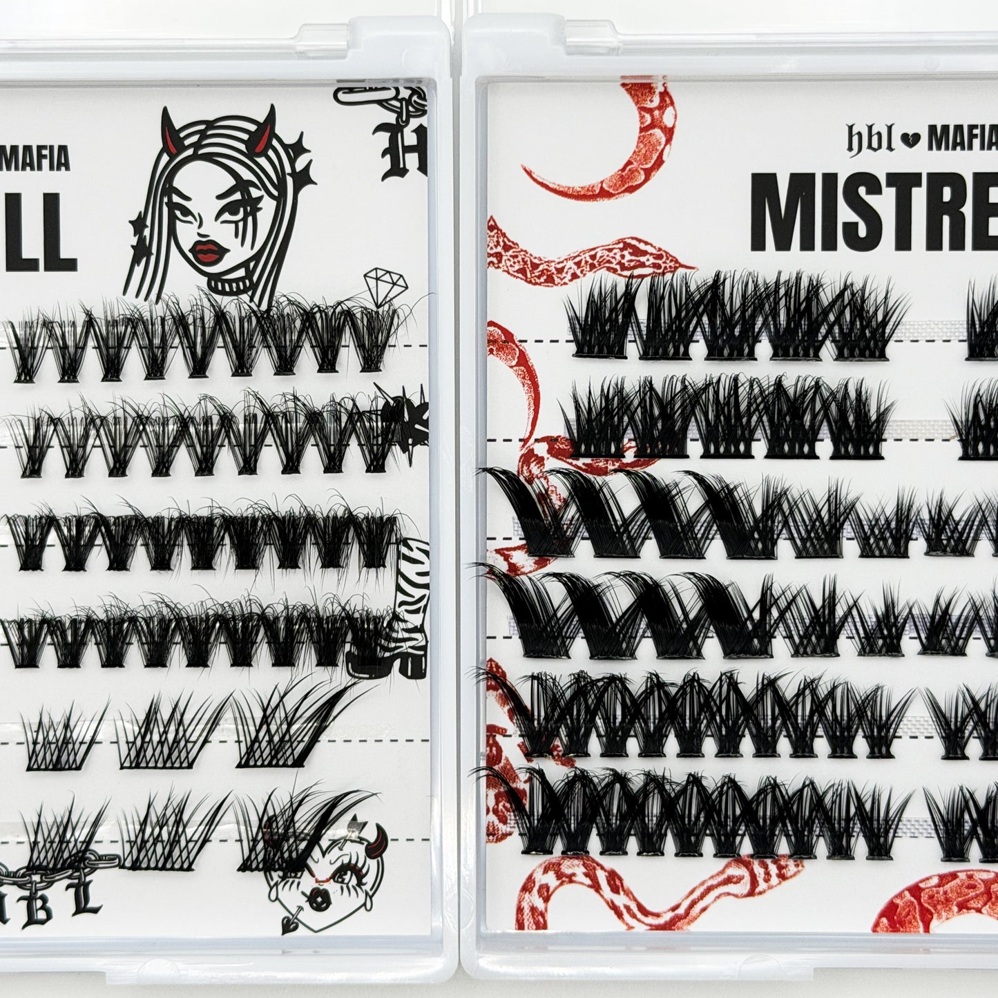 Eyelash packaging with brand logo on a white background